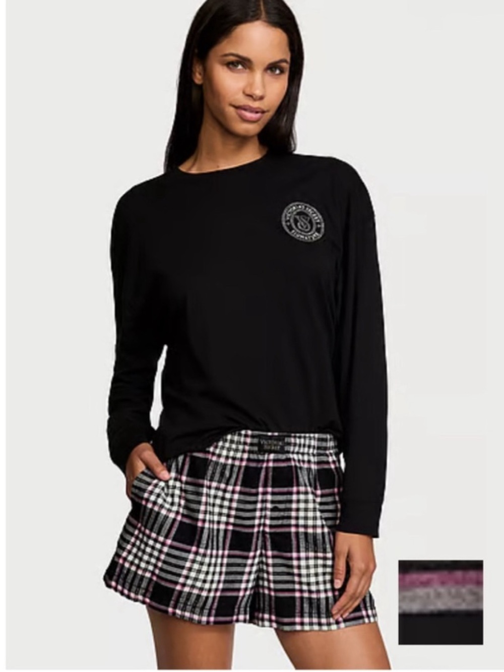 NWOT Victoria's Secret Black Long Sleeve pajama top, Sz: L
